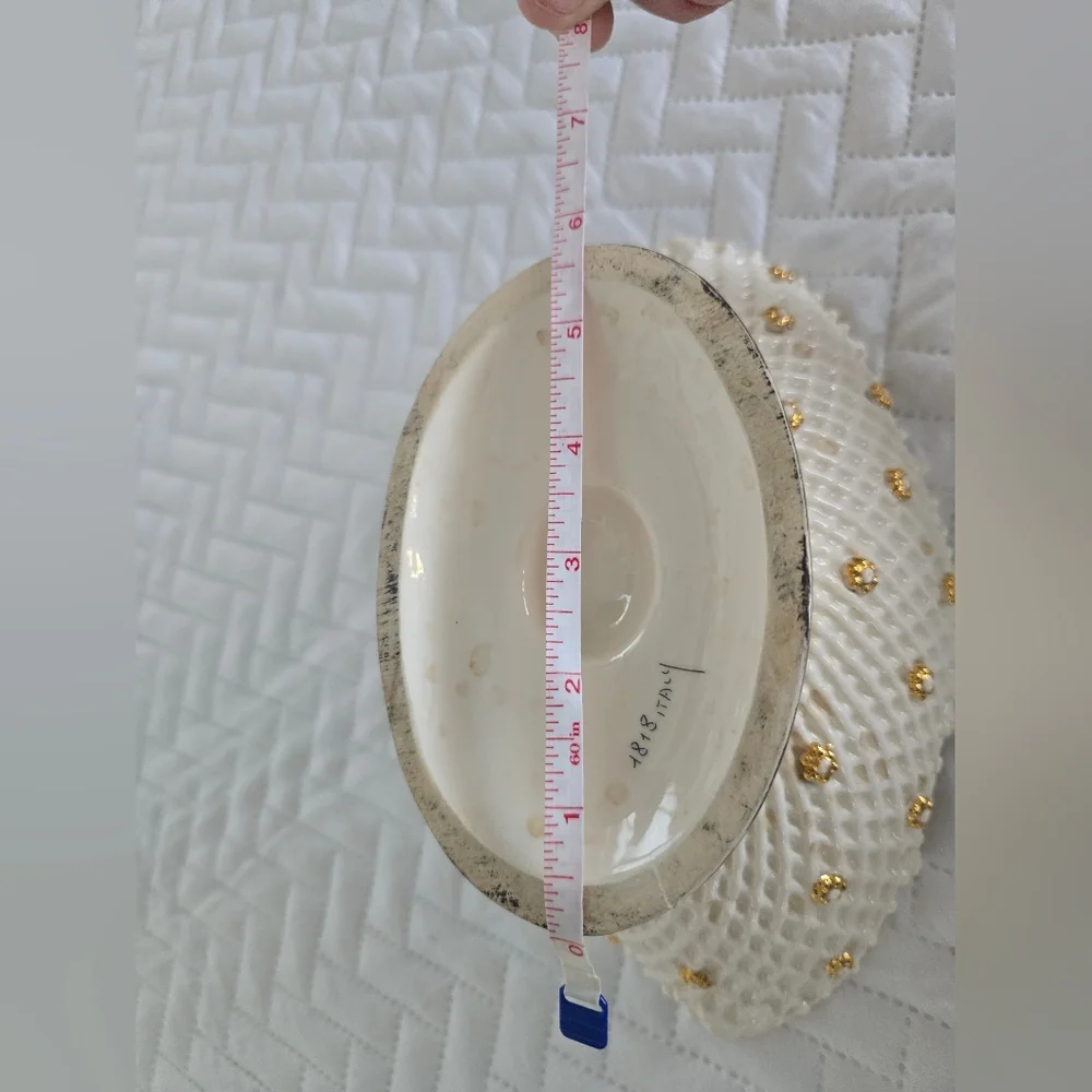 Italy Elegant Cream and Gold hand painted Decorative Bowl - Picture 9 of 11